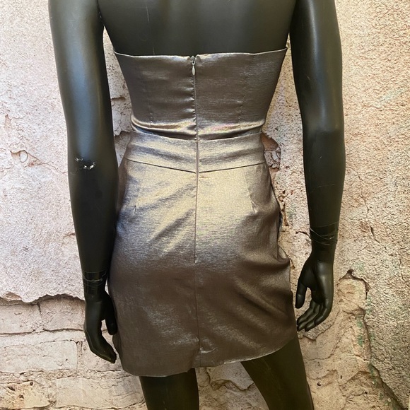 Daisy Grey Sateen Stretch Front Bow Dress - Picture 4 of 5